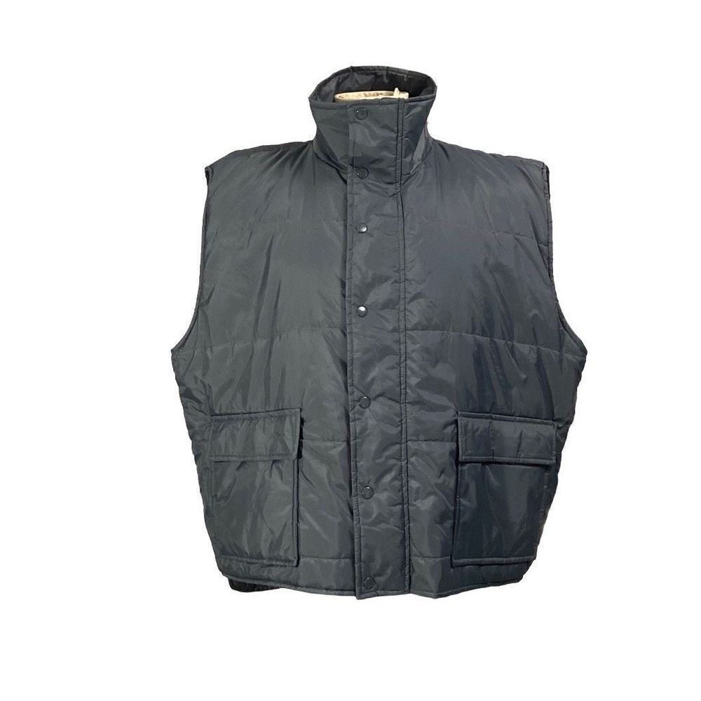 The Mens Store Sears Gray Insulated Zipper Snaps Closure Mock Neck Vest Size 2XL